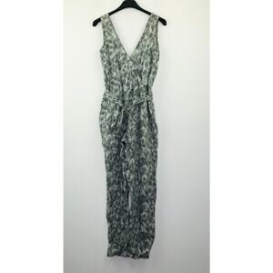 Cloth & Stone Women's XS Jumpsuit Gray Ikat Spotted Belted Surplice NWOT BG27